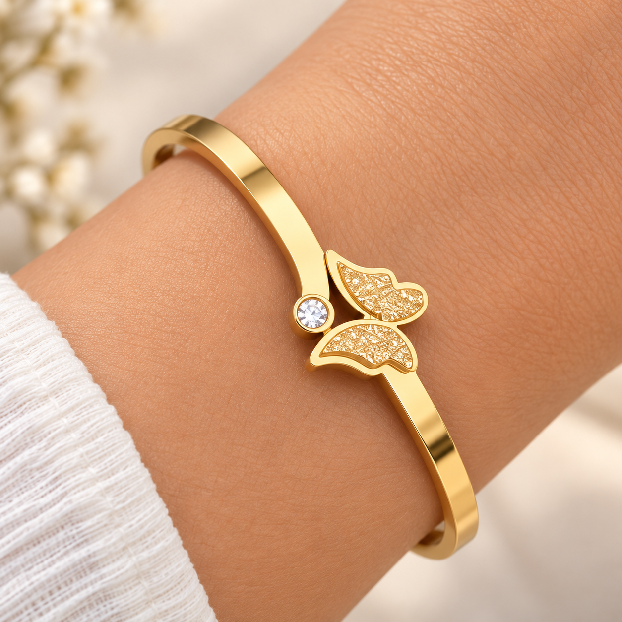 Butterfly open cuff bracelets